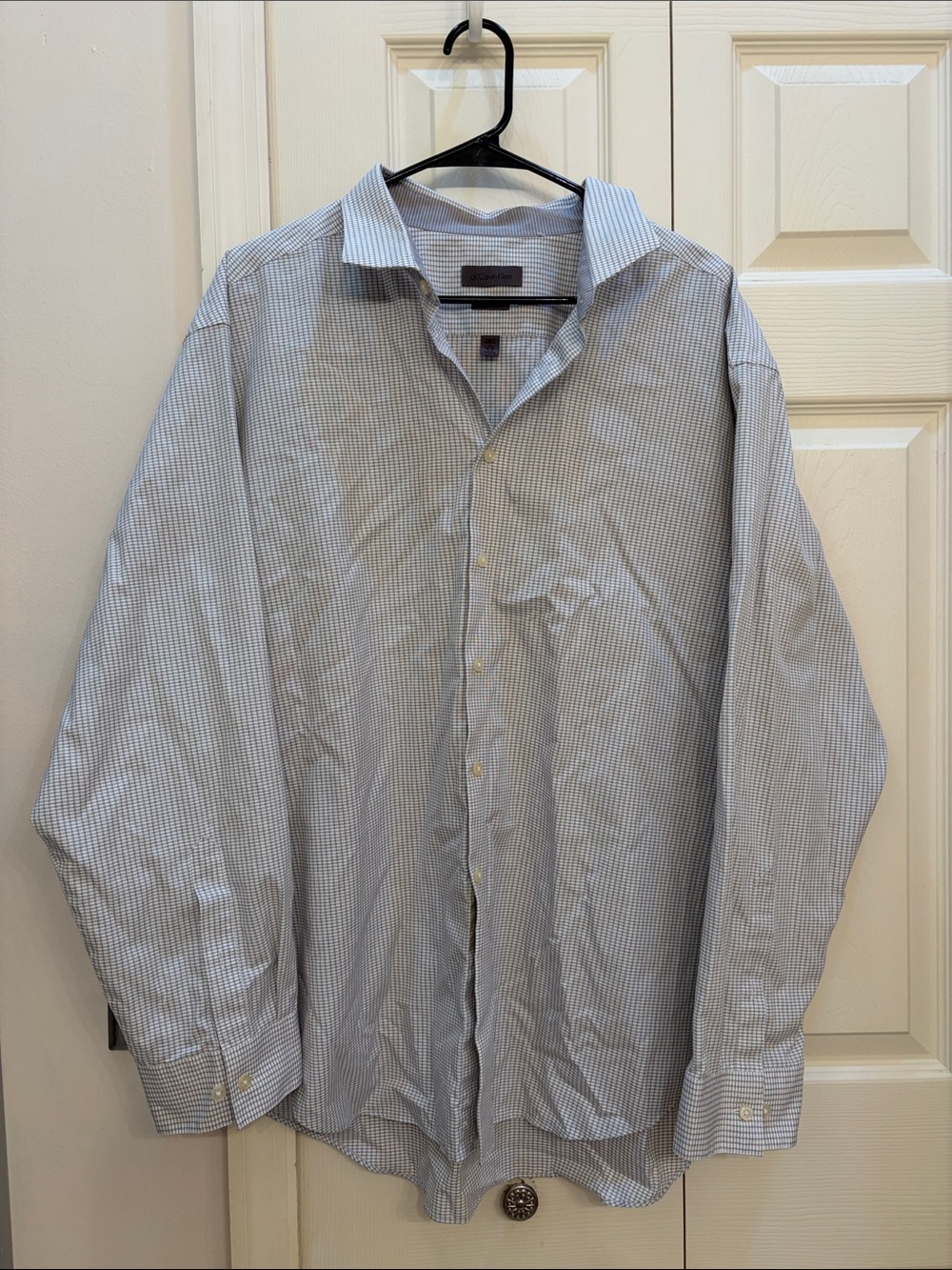 Calvin Klein Light Blue Micro-Check Button-Up Shirt Jacket